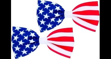 4x stuks USA /Amerikaans verkleed vlinder strikje 16.5 cm - Landen vlaggen thema feestartikelen