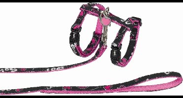 Nobby kattentuig met lijn ribbon love zwart