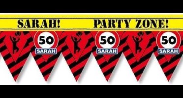50 Sarah party tape/markeerlint waarschuwing 12 meter - VerSarahdag afzetlinten/markeerlinten feestartikelen