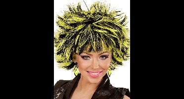 Zwart met neon gele hippie oorbellen