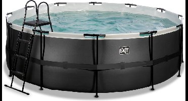 EXIT Black Leather Frame Zwembad ø427 - Opzetzwembad - met Filterpomp - Rond - Zwart