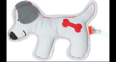 Tiny Doodles Doggy - Doodles Puppy - Hondenspeelgoed - Honden speeltje met piep - Lichtgrijs - 17 cm