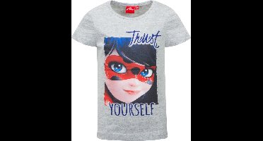 Miraculous Ladybug T-shirt - grijs - maat 98/104 (4 jaar)