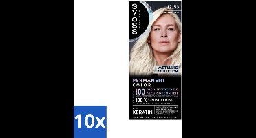 10 x SYOSS - Coloration 12-53 Platinum Pearl - Haarverf - Grijsdekking - Vermindert Haarbreuk - Haarverf - Grijsdekking - Permanent Haarverf - Keratine - Haarverf Grijs