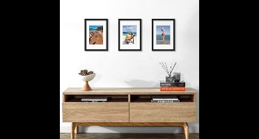 PromoHome Set van 3 Zwarte Fotolijsten 50x70 cm - Moderne Muurdecoratie