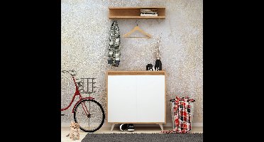 Asir Halstandaard - Kapstok - Eik Wit - 80 x 35 x 100 cm