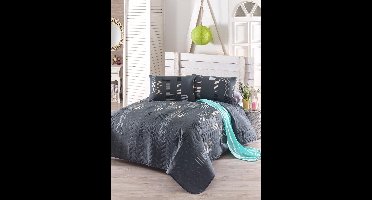 Asir - Sprei Set - Gewatteerd - Antraciet Zwart