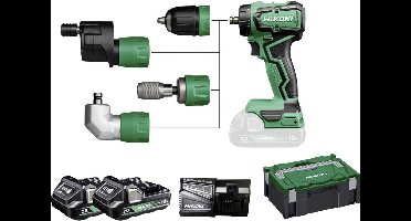 HiKOKI DS18DDQWRZ Accu-schroefboormachine 18 V 2.0 Ah Li-ion Incl. 2 accu's, Incl. lader, Incl. koffer