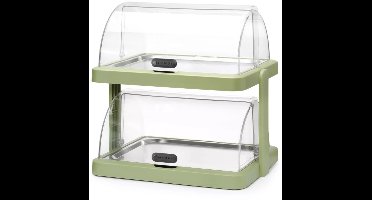 HENDI koelvitrine - ABS en PET - dubbel met roltopdeksel, 2-laags, koelen en presenteren - 48x35,5x48 cm - groen - voor buffet, met roestvaststalen schalen 40x30 cm