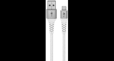 Goobay Lightning - USB-A Supersoft Textile kabel | USB2.0 | PD 60W | wit | 2 meter