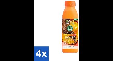 4 x Garnier - Fructis Hair Food Pineapple - Shampoo - Lang & Dof Haar - 350 ml - Haarverzorging - Shampoo - Lang Haar - Dof Haar - Ananas