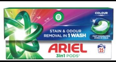 Ariël Pods 3in1 - 25sc500gr colour wasmiddel