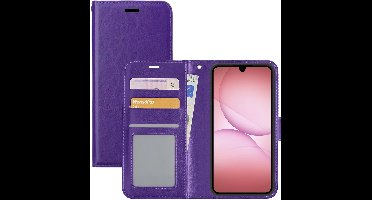 Hoesje - Met Pasjeshouder - Geschikt voor Samsung Galaxy A17 - Luxe Bookcase Portemonee - Flip Case - Kunstleer Book Case - Flipcase - Book Cover - Walletcase - Portemonneehoes - Paars
