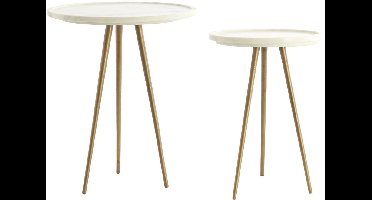 Light & Living - Bijzettafel PRATO - Ø43x53 cm - Wit - Set van 2