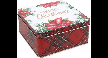 Opbergblik kerst bloem goud 15x15x7cm