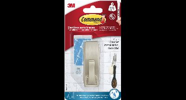 Command™ Modern Reflections Waterbestendige Haak, Geborsteld Nikkel met Waterbestendige Strips, Medium 1HK+2S/PK