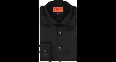 Suitable Overhemd Extra Lange Mouwen Twill Zwart - Maat 42 - Heren - Overhemden Formeel