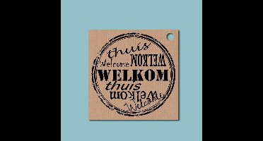 Kadokaartje vintage welkom thuis 7x7 cm – 20 stuks - 7x7cm / 20 stuks