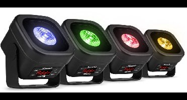 BeamZ BBP12 mini accu uplight set - 4x IP65 waterdichte uplights - Met 12W RGBAL LED’s - WDMX