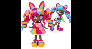 Bandai - Animakii Lolly & Bubblegum - Aanpasbare Poppenset - 1 Pop, 4 Gezichten, 2 Kapsels, 2 Outfits, 2 Paren Schoenen - Creatief Speelgoed 5+ Jaar - HEA26351