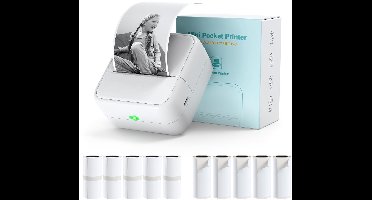 Azomor® Draagbare mini printer voor smartphone met Bluetooth en 11 papierrollen