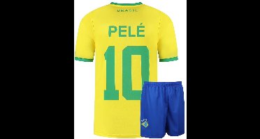 Brazilie Voetbaltenue Thuis Pele - Voetbal Tenue Kinderen - Shirt en Broekje - Jongens en Meisjes - Volwassenen - Heren en Dames - Maat 140