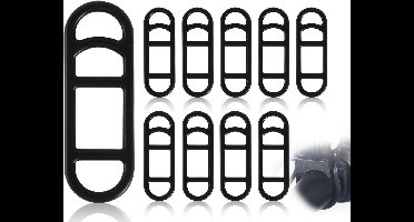 Inovra - Set van 10 rubberen banden voor fietsverlichting met achterlicht en houder in zwart - Fietsaccessoires