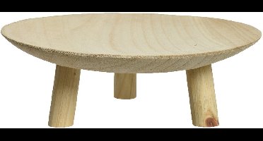 Decoris Fruitschaal - op voet - paulownia hout - 30 x 10 cm - stijlvolle fruitmand