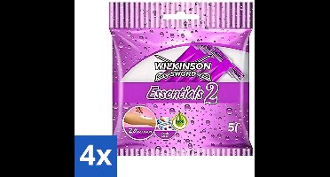 4 x Wilkinson - Wegwerpscheermesjes Essentials 2 - Voor Dames - Antislip Greep - 5 scheermesjes - Wegwerpscheermesjes Dames - Scheermesjes Voor Dames - Antislip Handgreep - Wegwerpscheermesjes - Scheermesjes Voor Vrouwen