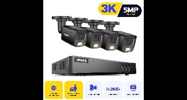 Beveiligingscamera – Camerabewaking – Bewakingscamera – Buitencamera – IP-camera – 3K Ultra HD Resolutie – AI Mens- & Voertuigdetectie