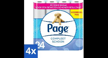 4 x Page Toiletpapier Compleet Schoon 2-laags 24 stuks per verpakking - Toiletpapier - 2-laags Toiletpapier - 3D Wave™ - Katoen - Hygiëne
