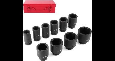 JHubers Goods - Dopsleutelset 10-delig 3/4-inch met slagmoersleutel - Opbergdoos inclusief.