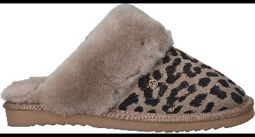 Warmbat Collie Print Panther Dames Sloffen - Taupe