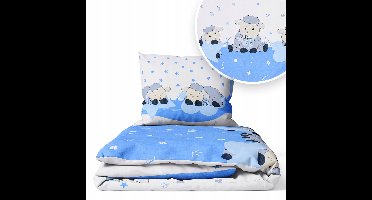 Kinderbeddengoed 120x90cm 2-delig, Vrolijk Sch aapje Blauw