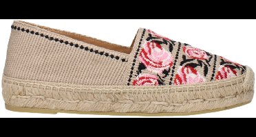 Fabric Espadrille with Variable Print and Flat Heel Wo - Beige Flat