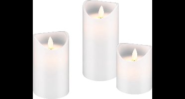 Goobay Set of 3 LED Real Wax Candles, white, incl. 10x AAA (LR03)