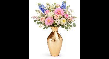 H&S Collection Vaas Dubai - goud - H37 x D25 cm - metaal - bloemenvaas