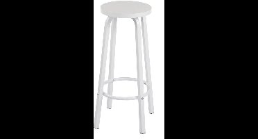 Barstoelen – Set van 2 - Barkrukken – Keukenstoelen – Barstoelen Set – Metalen Frame – MDF Zitting – Antislip Dop - Wit