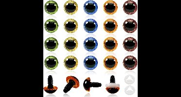 Safety Eyes voor Haakdieren - Glitter 15 mm - Plastic Craft Ogen - 5 Kleuren - Knopenogen met Wasmachines - Pop - Puppet - Pluche Dier