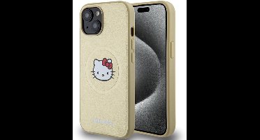 Hello Kitty Serie - iPhone 14 Premium Lederen Hoesje - MagSafe Compatibel - Gouden Kleur