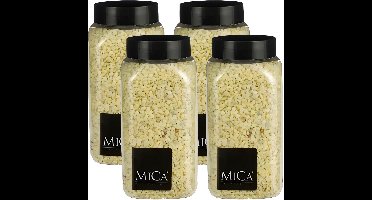 Mica Decorations decoratie stenen/granulaat - 4x - 650ml - geel - hobby steentjes