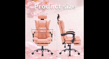 Gamingstoel – Gamestoel – Gaming Chair – Bureaustoel – Game Stoel – Verstelbare Rugleuning – Inklapbare Voetensteun – Ergonomisch PU-Leder – Stevig Met Lendensteun Khaki/Goud