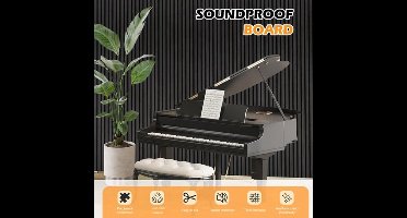 Zwarte Houten Wandpanelen – Geluidsabsorberende Muurpanelen – Akoestische Panelen – Geluidsisolerende Panelen – Decoratieve Wandbekleding – PVC Materiaal – 47,5 x 23,15 cm – Zelfklevend & Duurzaam