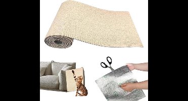 Zelfklevende Kattenkrabmat, Kattenkrabplank Voor Aan De Muur, Krasbescherming Voor Bank, Hoekkrabmat - Khaki 40cm*200cm