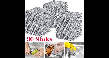 30 Stuks Herbruikbare Niet-krassende Staalwol Afwasdoeken - Enkellaags & Geschikt voor Nat en Droog Gebruik - Multifunctioneel Reinigingsdoek van Staalgaas - 20x20 cm - Ideaal voor Servies, Metalen Voorwerpen, Keuken en Huishoudelijke Toepassingen