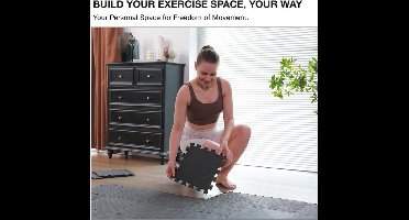 18 Delige Gymmat van EVA Schuim, Puzzelvormige Fitnessmat - Hoge Dichtheid In elkaar Grijpende Schuimtegels voor Thuissportruimte, Speel- en Trainingsvloer voor Garage en Keuken