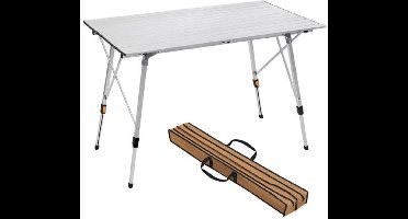 Campingtafel - Klaptafel - Picknicktafel - Campingtafel Inklapbaar - 120x68,5cm - Opvouwbare - Aluminium - In Hoogte Verstelbaar, Inclusief Draagtas - voor 4-6 Personen - Zilver