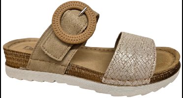 Fischer 556207 733 slippers Licht Bruin Print Leer Dames - Bruin - 37
