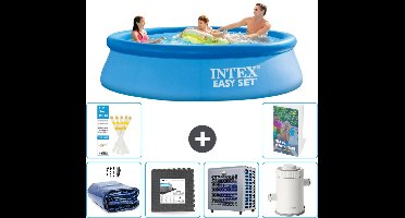 Intex Rond Opblaasbaar Easy Set Zwembad - 305 x 76 cm - Blauw - Inclusief Solarzeil - Vloertegels - Warmtepomp - Zwembadfilterpomp - 7-delig