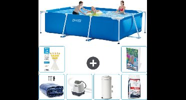 Intex Rechthoekig Frame Zwembad - 300 x 200 x 75 cm - Blauw - Inclusief Solarzeil - Zoutwatersysteem - Zwembadfilterpomp - Zwembadzout - 7-delig